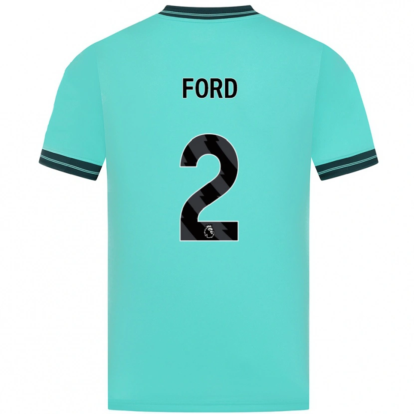 Danxen Mulher Camisola Hayden Ford #2 Azul Celeste Verde Alternativa 2025/26 Camisa