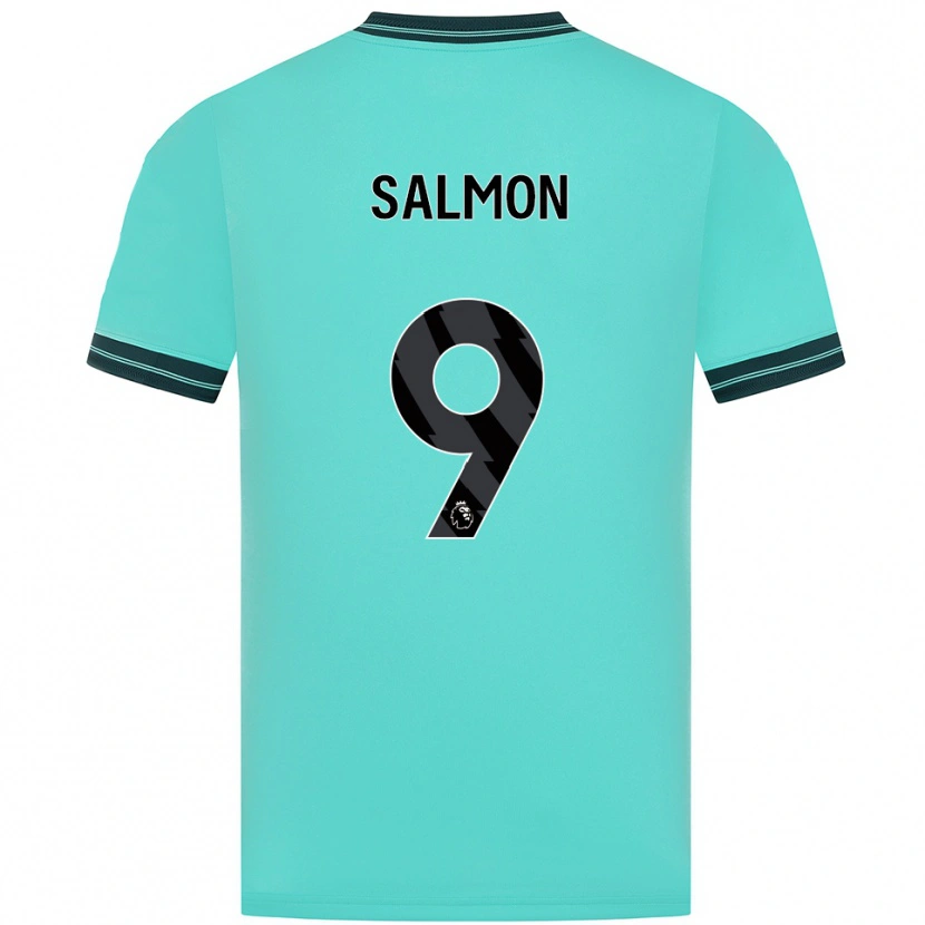 Danxen Mulher Camisola Fabian Salmon #9 Azul Celeste Verde Alternativa 2025/26 Camisa