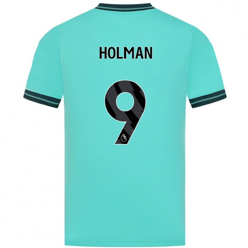 Danxen Mulher Camisola Fletcher Holman #9 Azul Celeste Verde Alternativa 2025/26 Camisa