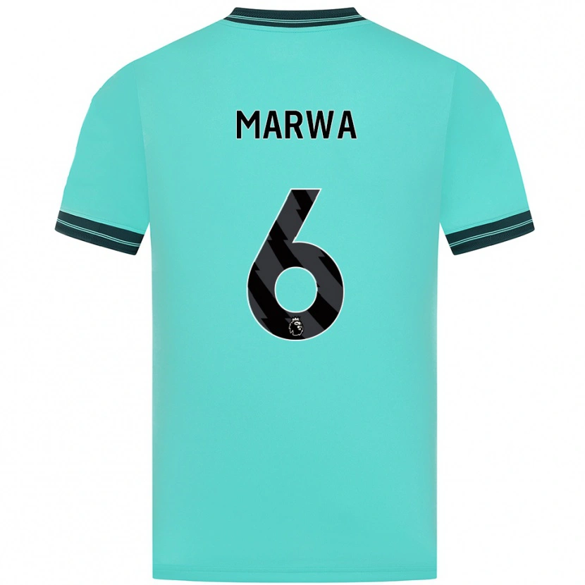 Danxen Mulher Camisola Bjørn Marwa #6 Azul Celeste Verde Alternativa 2025/26 Camisa