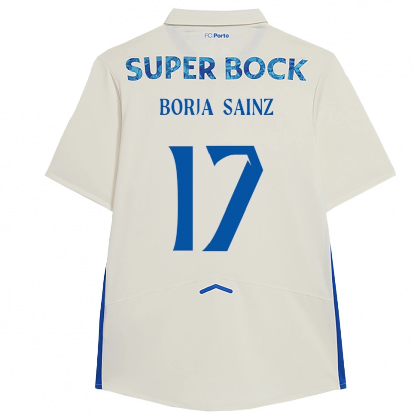 Danxen Mulher Camisola Borja Sainz #17 Branco Azul Terceiro 2025/26 Camisa