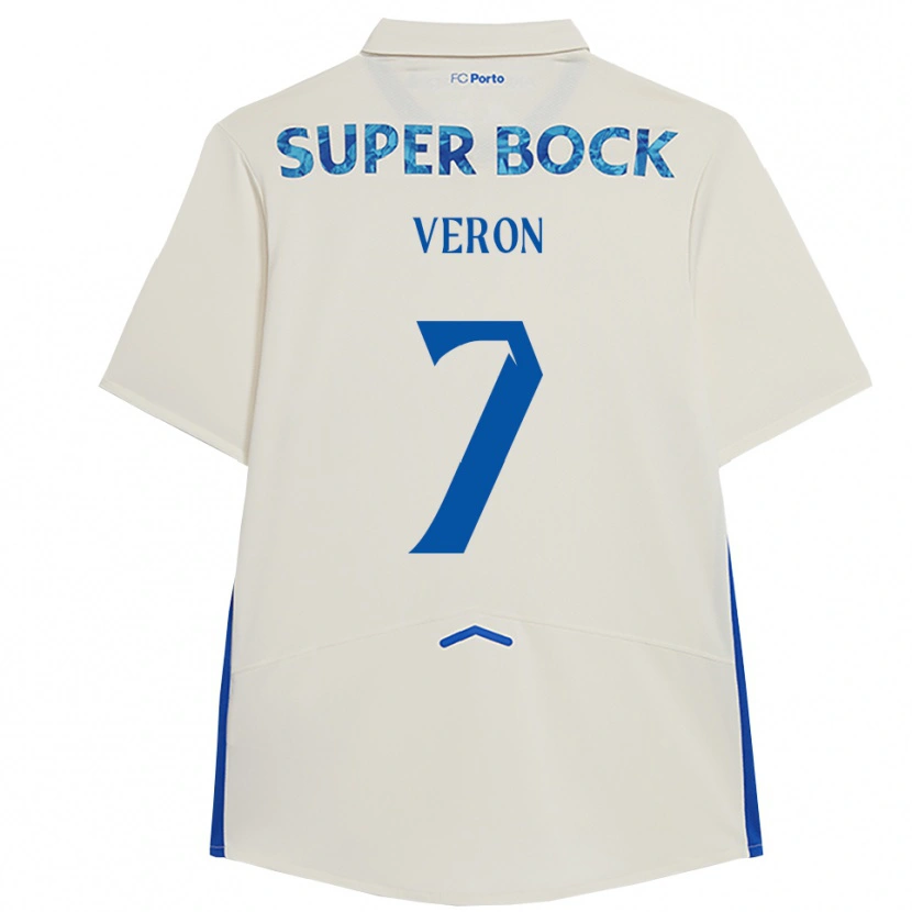 Danxen Mulher Camisola Gabriel Veron #7 Branco Azul Terceiro 2025/26 Camisa
