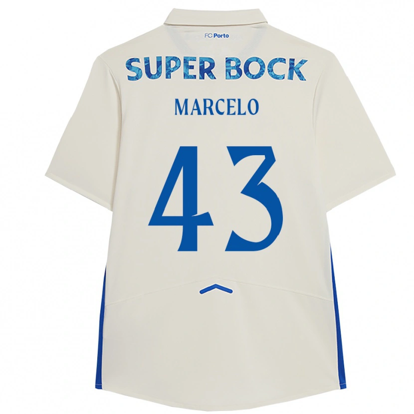 Danxen Mulher Camisola Joao Marcelo #43 Branco Azul Terceiro 2025/26 Camisa