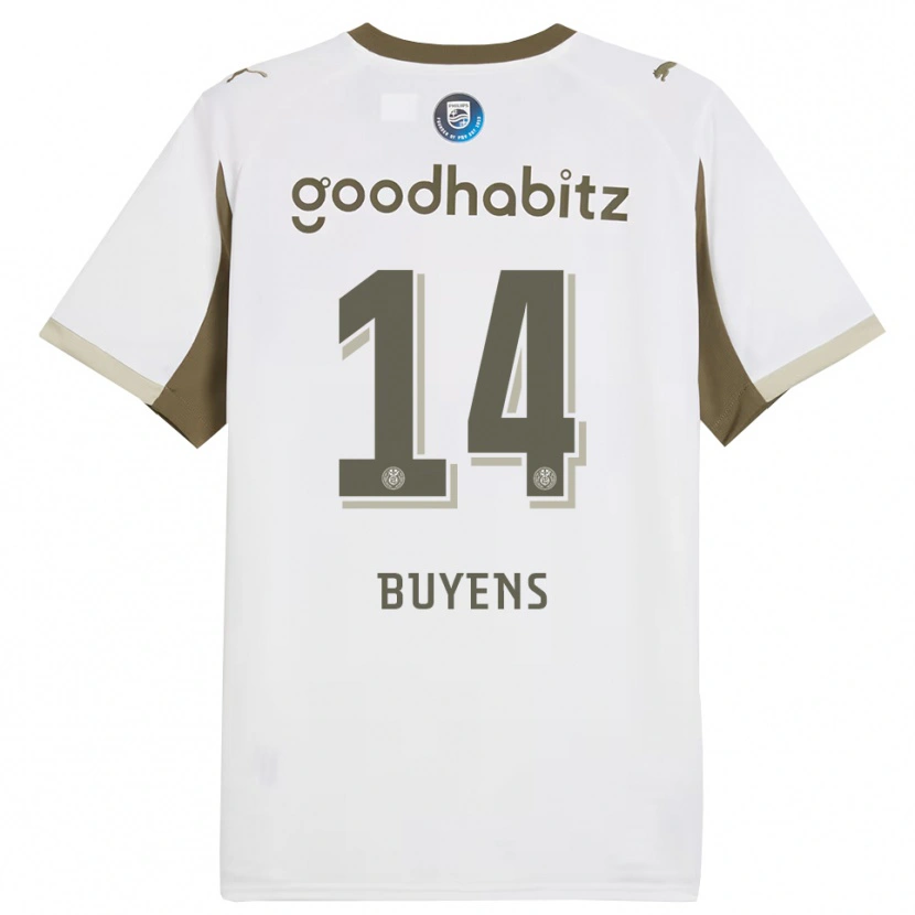 Danxen Mulher Camisola Mathieu Buyens #14 Branco Cinza Terceiro 2025/26 Camisa