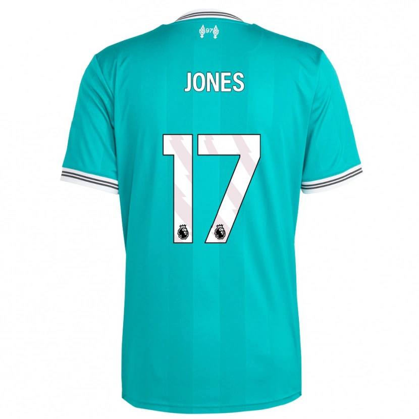 Danxen Mulher Camisola Curtis Jones #17 Verde Branco Terceiro 2025/26 Camisa