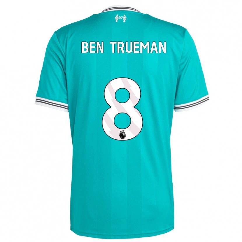 Danxen Mulher Camisola Ben Trueman #8 Verde Branco Terceiro 2025/26 Camisa