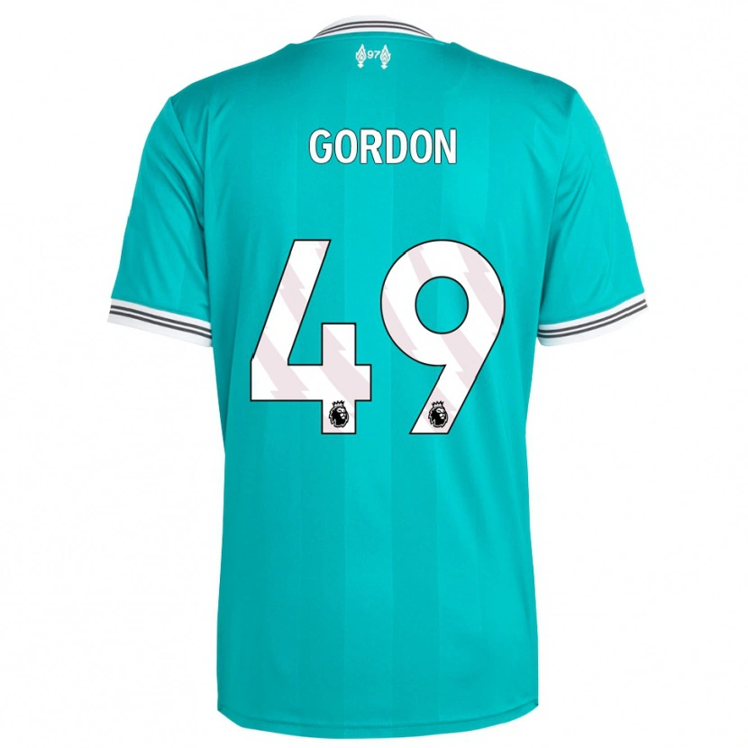 Danxen Mulher Camisola Kaide Gordon #49 Verde Branco Terceiro 2025/26 Camisa