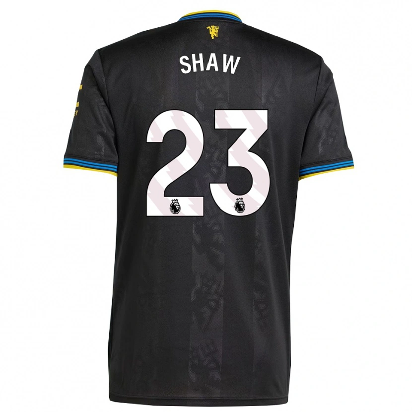Danxen Mulher Camisola Luke Shaw #23 Preto Amarelo Azul Terceiro 2025/26 Camisa