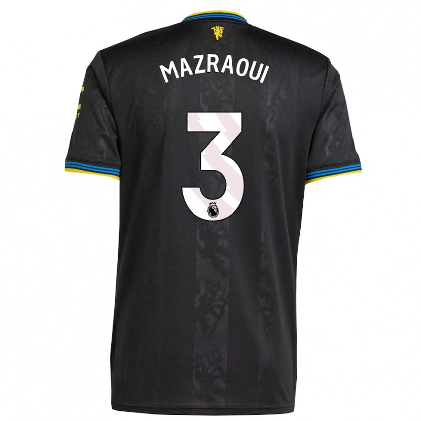 Danxen Mulher Camisola Noussair Mazraoui #3 Preto Amarelo Azul Terceiro 2025/26 Camisa