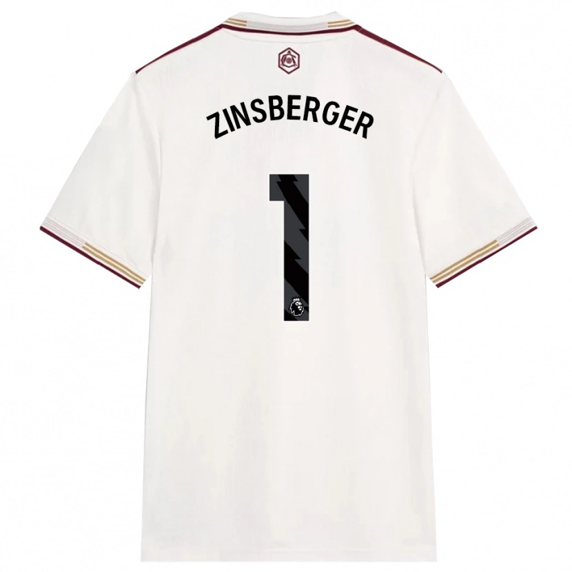Danxen Mulher Camisola Manuela Zinsberger #1 Branco Sujo Borgonha Terceiro 2025/26 Camisa