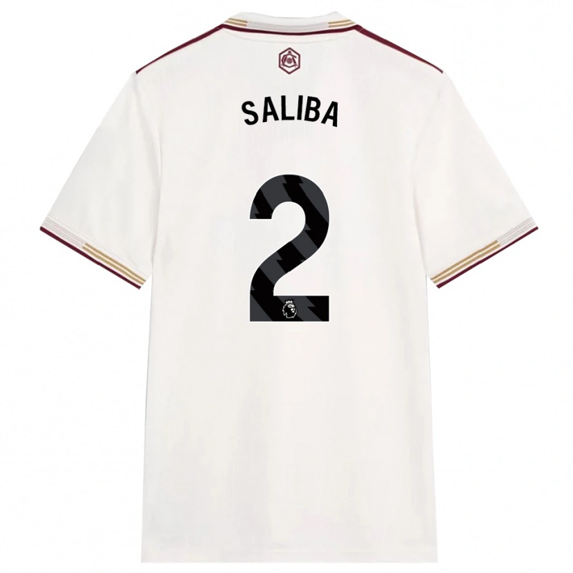 Danxen Mulher Camisola William Saliba #2 Branco Sujo Borgonha Terceiro 2025/26 Camisa