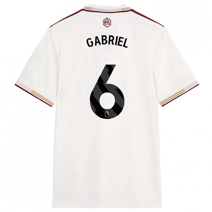 Danxen Mulher Camisola Gabriel Magalhães #6 Branco Sujo Borgonha Terceiro 2025/26 Camisa