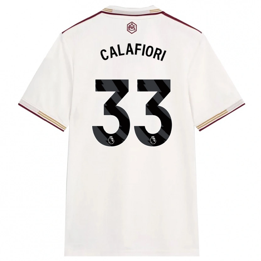 Danxen Mulher Camisola Riccardo Calafiori #33 Branco Sujo Borgonha Terceiro 2025/26 Camisa