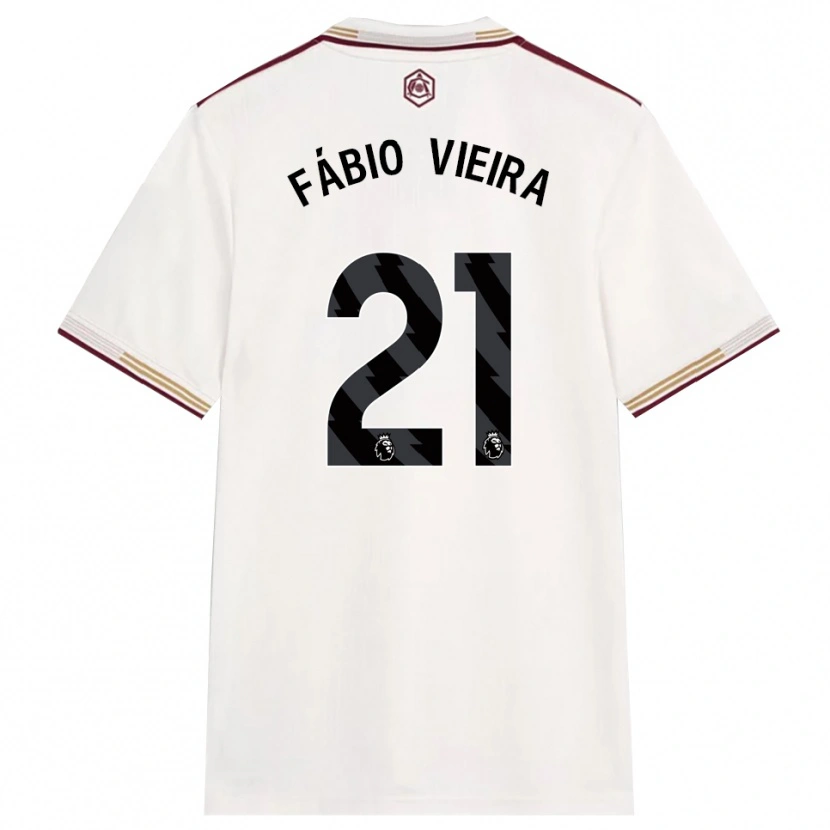 Danxen Mulher Camisola Fábio Vieira #21 Branco Sujo Borgonha Terceiro 2025/26 Camisa