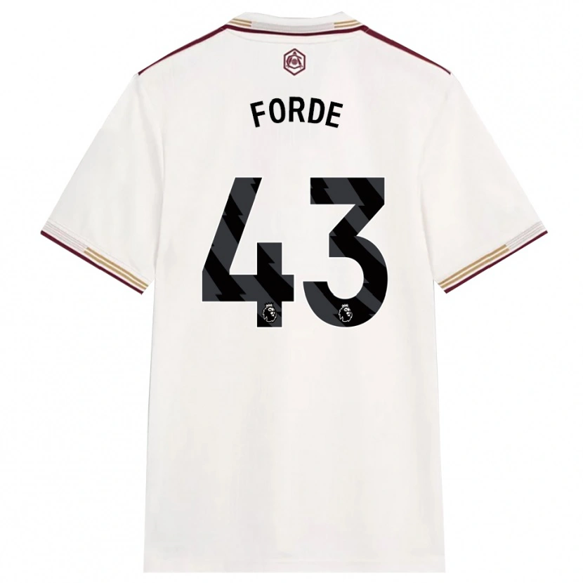 Danxen Mulher Camisola Romari Forde #43 Branco Sujo Borgonha Terceiro 2025/26 Camisa