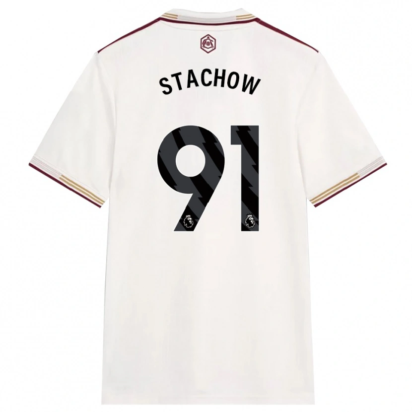 Danxen Mulher Camisola Patrick Stachow #91 Branco Sujo Borgonha Terceiro 2025/26 Camisa
