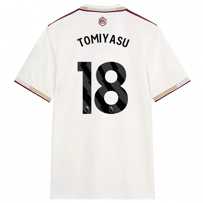 Danxen Mulher Camisola Takehiro Tomiyasu #18 Branco Sujo Borgonha Terceiro 2025/26 Camisa