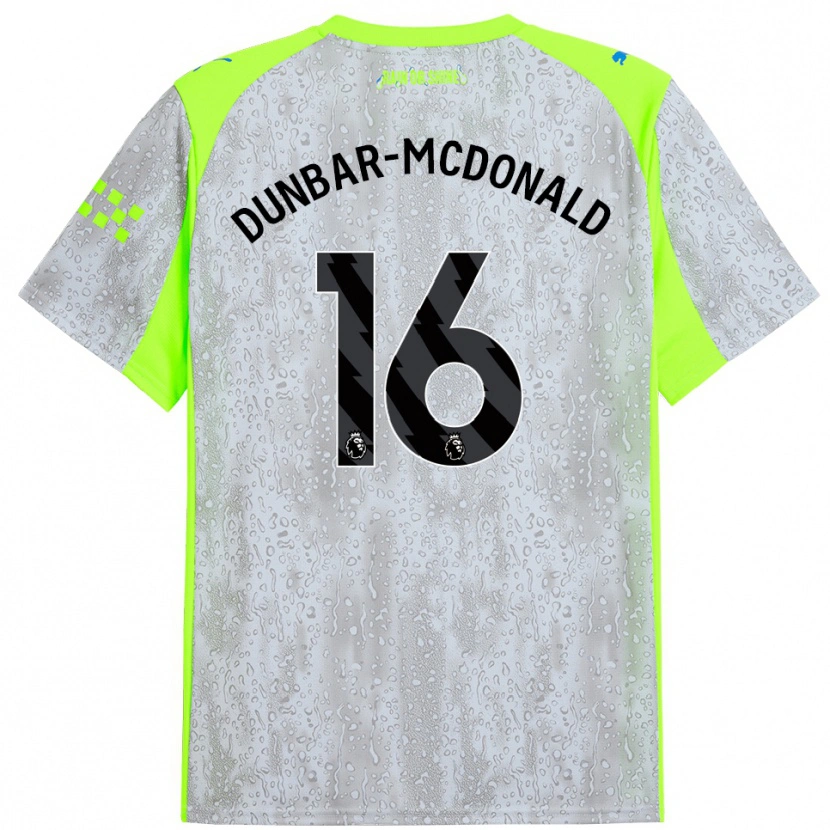 Danxen Mulher Camisola Christian Dunbar-Mcdonald #16 Cinza Amarelo Terceiro 2025/26 Camisa