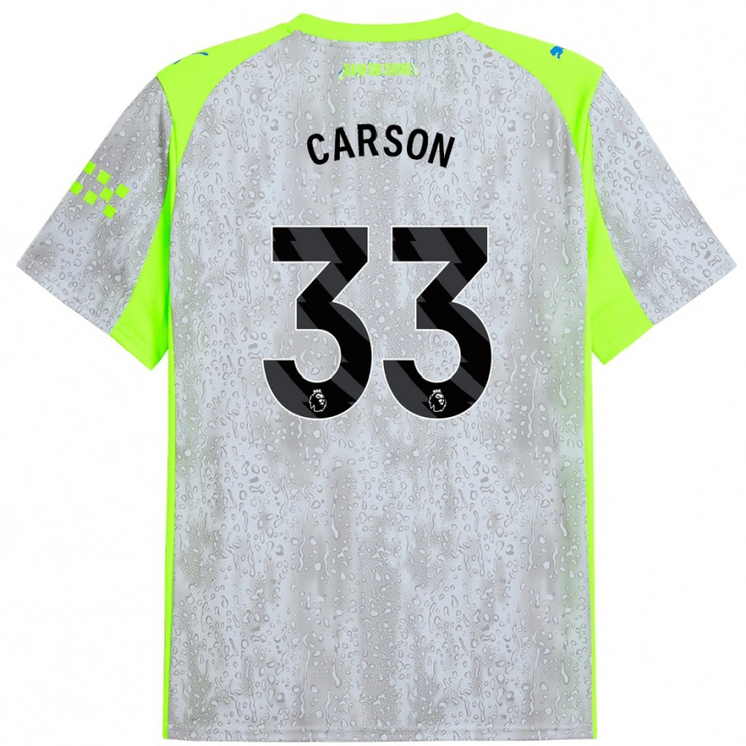 Danxen Mulher Camisola Scott Carson #33 Cinza Amarelo Terceiro 2025/26 Camisa