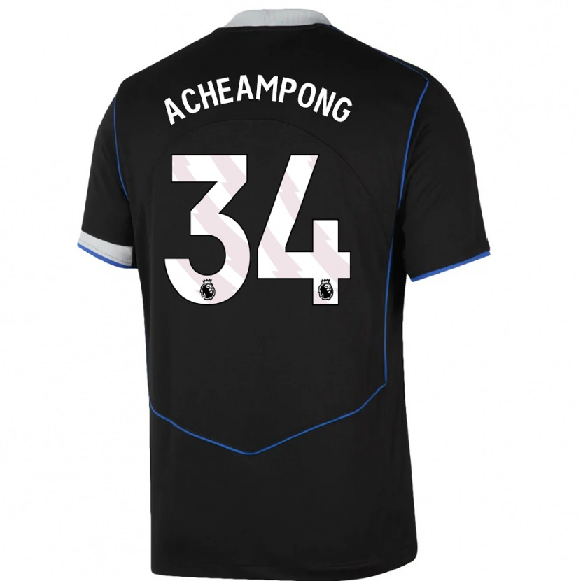 Danxen Mulher Camisola Josh Acheampong #34 Preto Azul Prata Terceiro 2025/26 Camisa