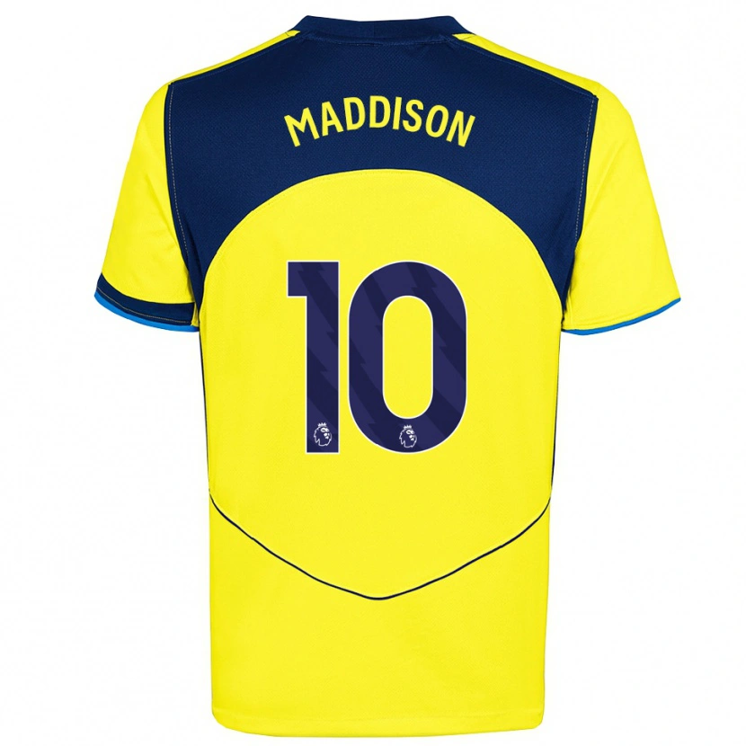 Danxen Mulher Camisola James Maddison #10 Amarelo Marinho Terceiro 2025/26 Camisa