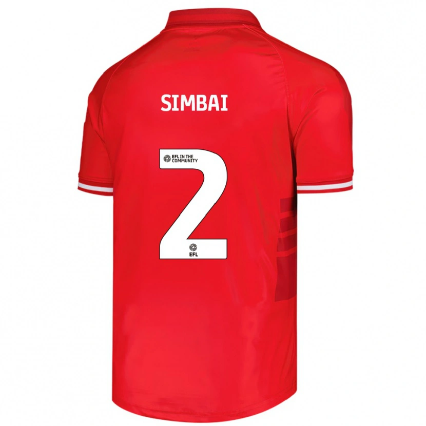 Danxen Criança Camisola Kingston Simbai #2 Vermelho Branco Principal 2025/26 Camisa