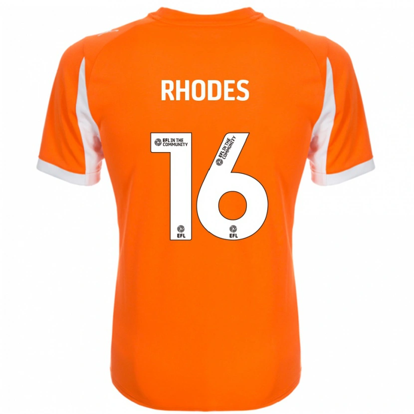 Danxen Criança Camisola Jordan Rhodes #16 Laranja Branco Principal 2025/26 Camisa