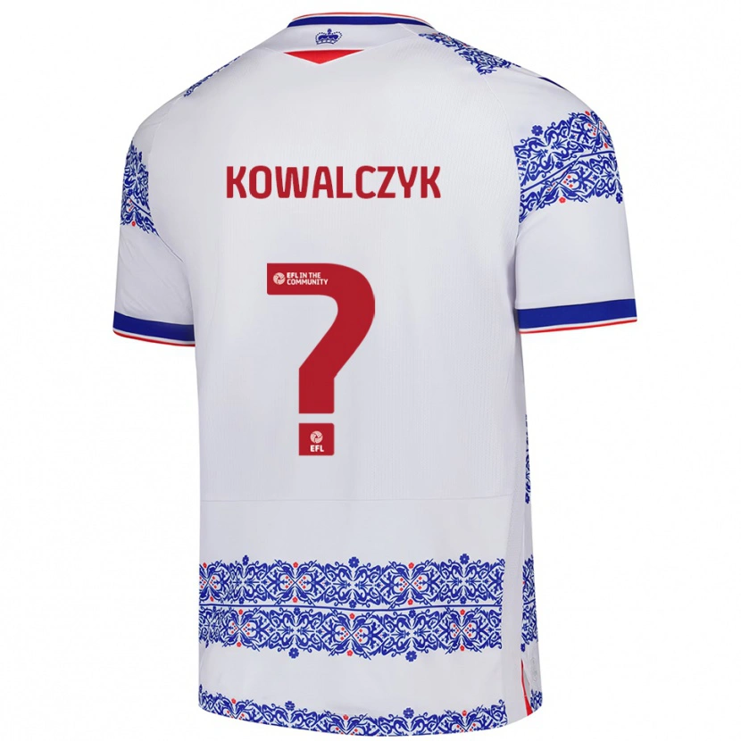 Danxen Criança Camisola Kacper Kowalczyk #0 Branco Azul Principal 2025/26 Camisa