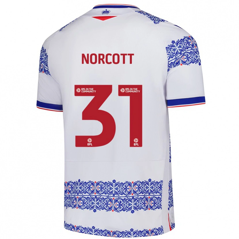 Danxen Criança Camisola Tom Norcott #31 Branco Azul Principal 2025/26 Camisa