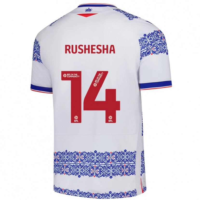Danxen Criança Camisola Tivonge Rushesha #14 Branco Azul Principal 2025/26 Camisa
