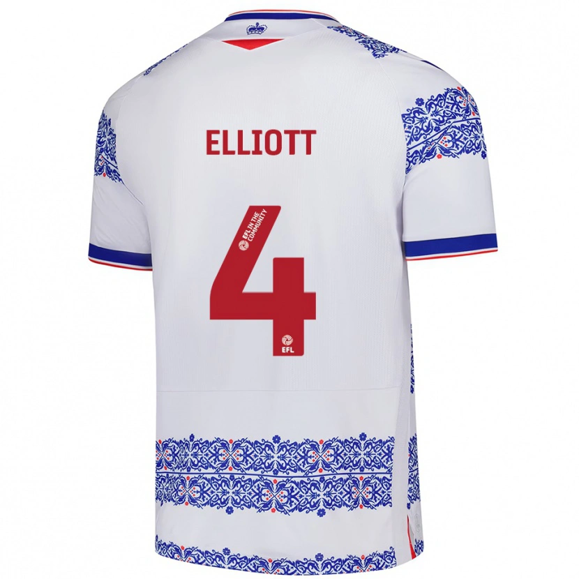 Danxen Criança Camisola Ben Elliott #4 Branco Azul Principal 2025/26 Camisa