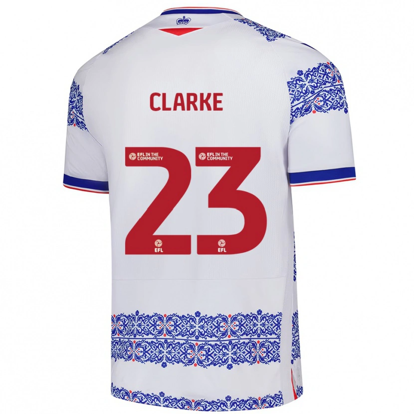 Danxen Criança Camisola John Clarke #23 Branco Azul Principal 2025/26 Camisa