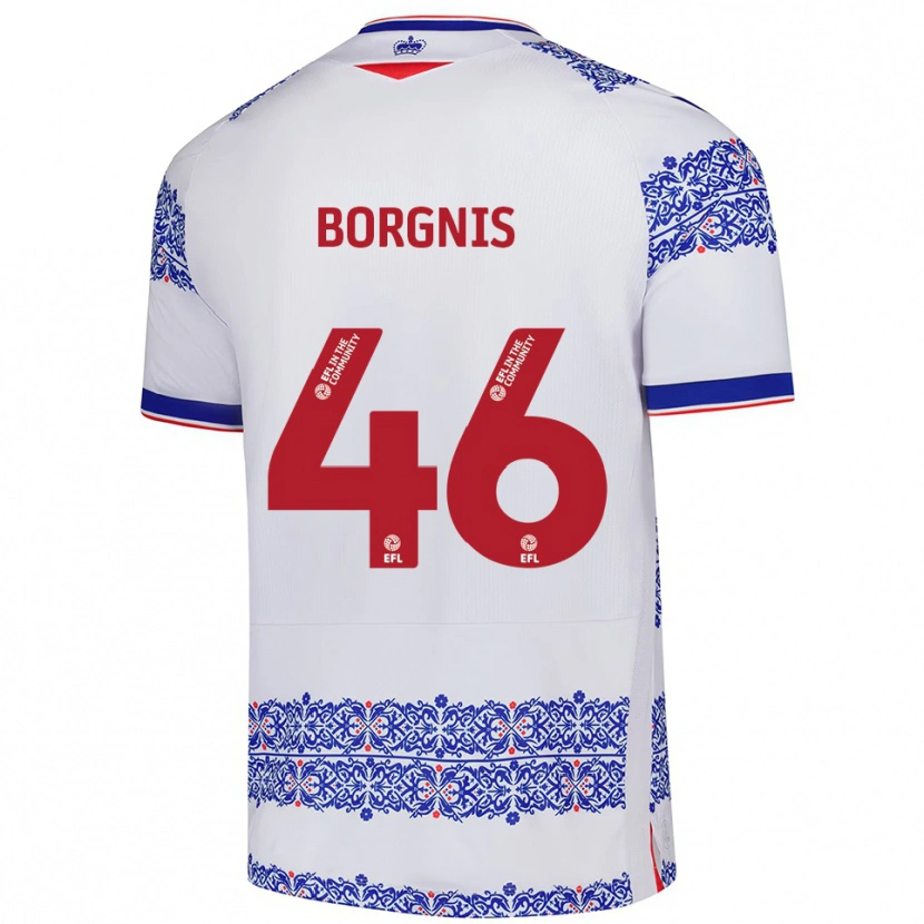 Danxen Criança Camisola Jacob Borgnis #46 Branco Azul Principal 2025/26 Camisa