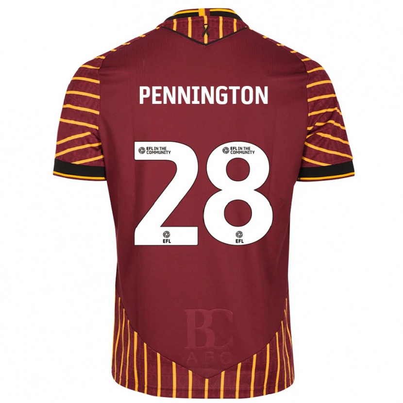 Danxen Criança Camisola Matthew Pennington #28 Laranja Vinho Principal 2025/26 Camisa