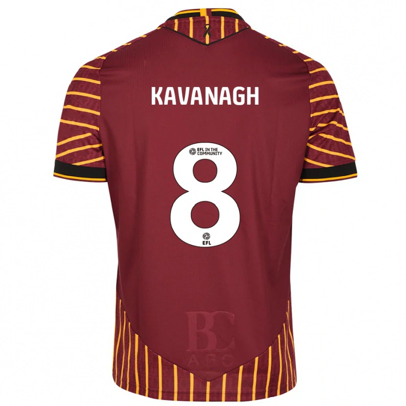 Danxen Criança Camisola Calum Kavanagh #8 Laranja Vinho Principal 2025/26 Camisa