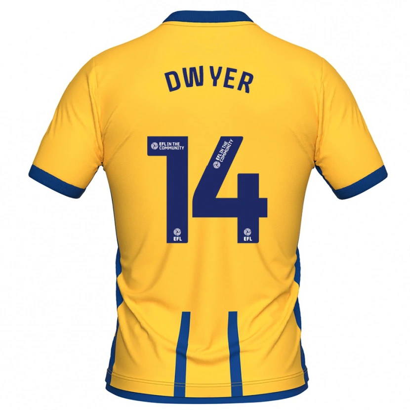 Danxen Criança Camisola Dom Dwyer #14 Amarelo Azul Principal 2025/26 Camisa