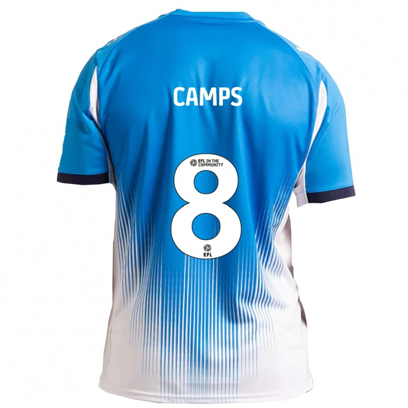Danxen Criança Camisola Callum Camps #8 Azul Branco Principal 2025/26 Camisa
