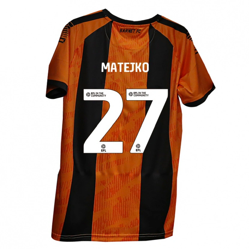 Danxen Criança Camisola Patrick Matejko #27 Laranja Preto Principal 2025/26 Camisa