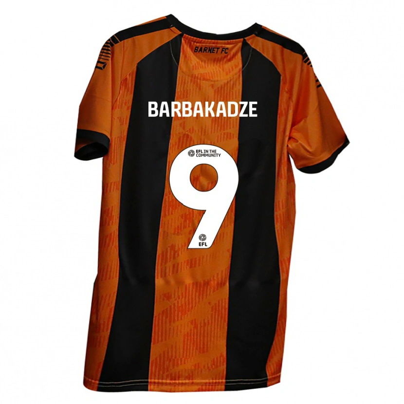 Danxen Criança Camisola David Barbakadze #9 Laranja Preto Principal 2025/26 Camisa
