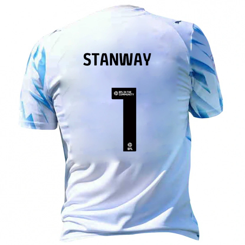 Danxen Criança Camisola Wyll Stanway #1 Branco Azul Celeste Principal 2025/26 Camisa