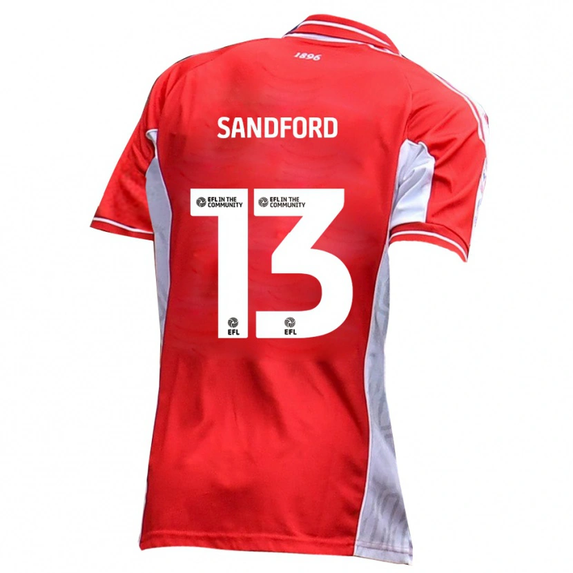 Danxen Criança Camisola Ryan Sandford #13 Vermelho Branco Principal 2025/26 Camisa