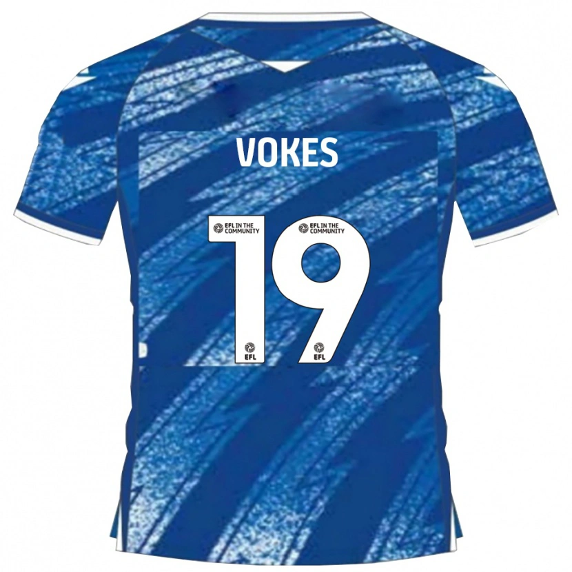 Danxen Criança Camisola Sam Vokes #19 Azul Branco Principal 2025/26 Camisa