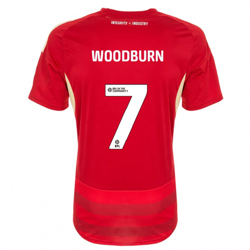 Danxen Criança Camisola Ben Woodburn #7 Vermelho Branco Principal 2025/26 Camisa