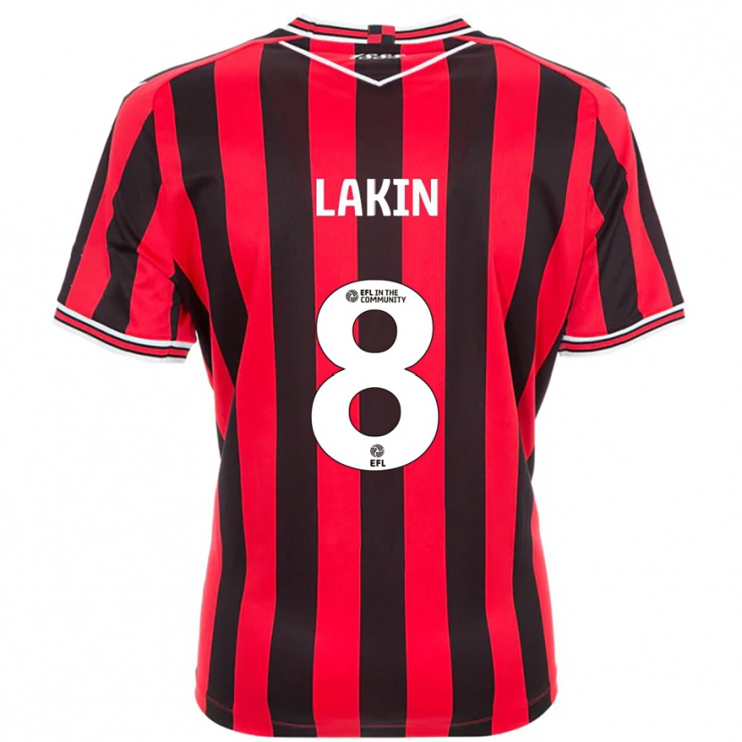 Danxen Criança Camisola Charlie Lakin #8 Vermelho Preto Principal 2025/26 Camisa