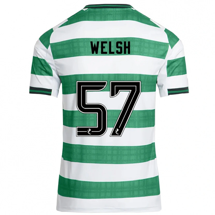 Danxen Criança Camisola Stephen Welsh #57 Verde Branco Principal 2025/26 Camisa