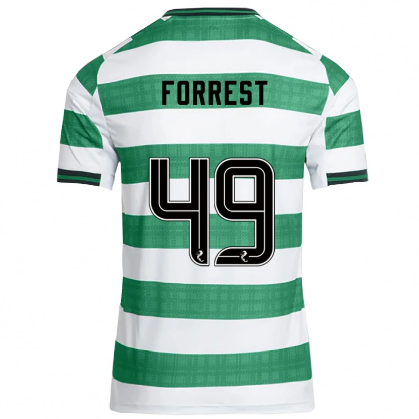 Danxen Criança Camisola James Forrest #49 Verde Branco Principal 2025/26 Camisa