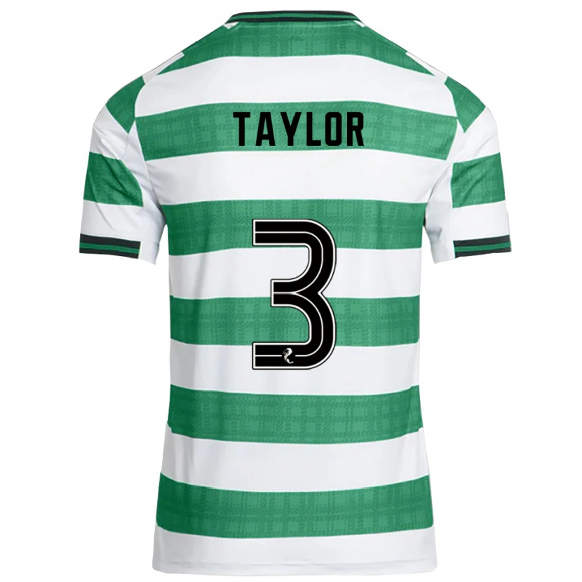 Danxen Criança Camisola Greg Taylor #3 Verde Branco Principal 2025/26 Camisa