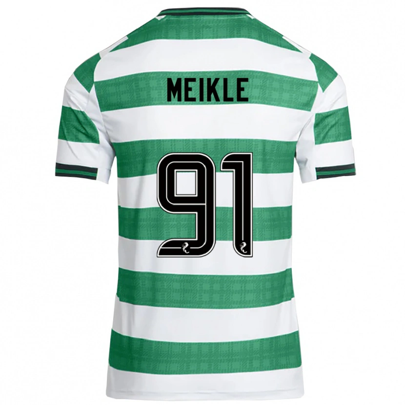 Danxen Criança Camisola Jamie Meikle #91 Verde Branco Principal 2025/26 Camisa