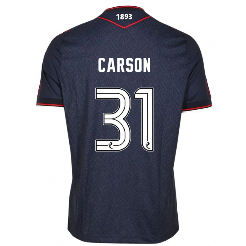 Danxen Criança Camisola Trevor Carson #31 Azul Marinho Branco Principal 2025/26 Camisa