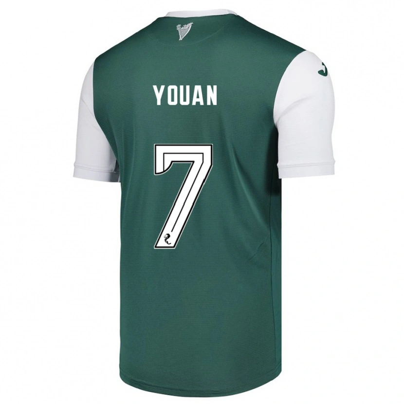Danxen Criança Camisola Élie Youan #7 Verde Branco Principal 2025/26 Camisa